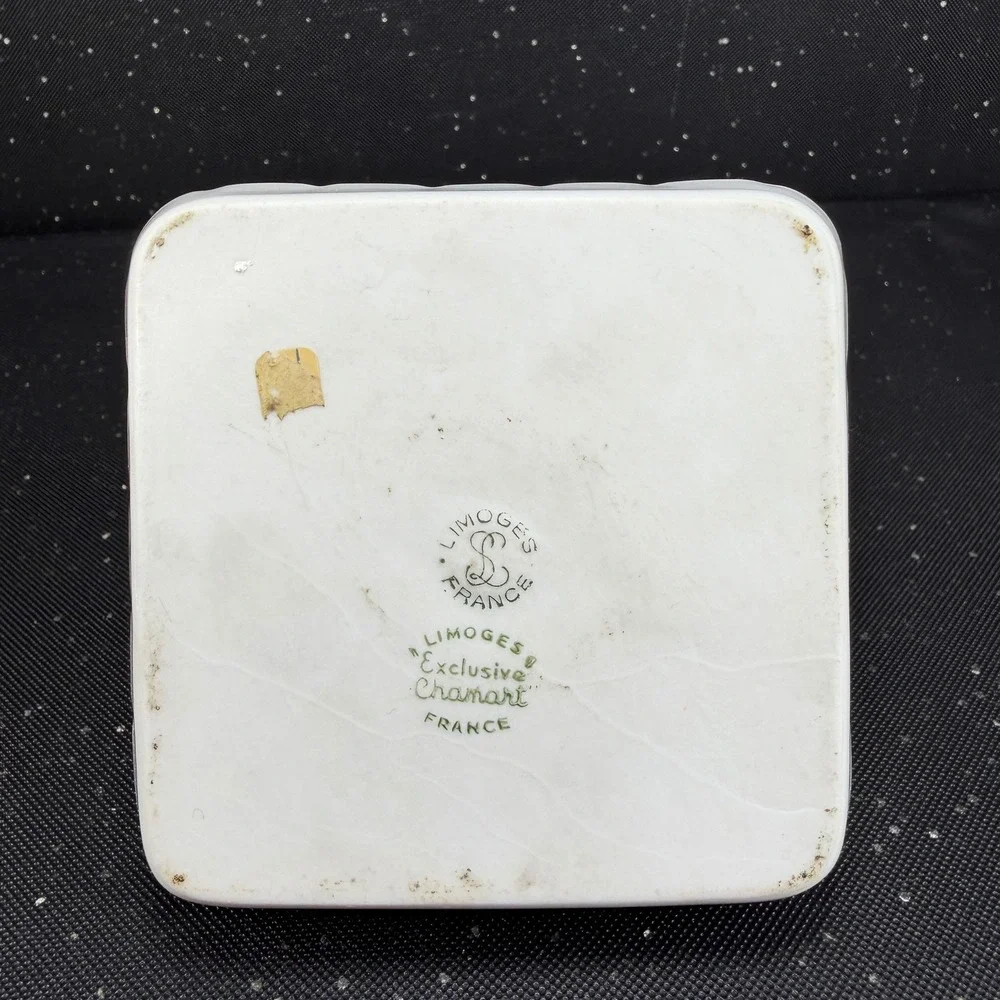 Limoges France Chamart Exclusive Porcelain Ring Holder Tree Gold Gilt White Tray